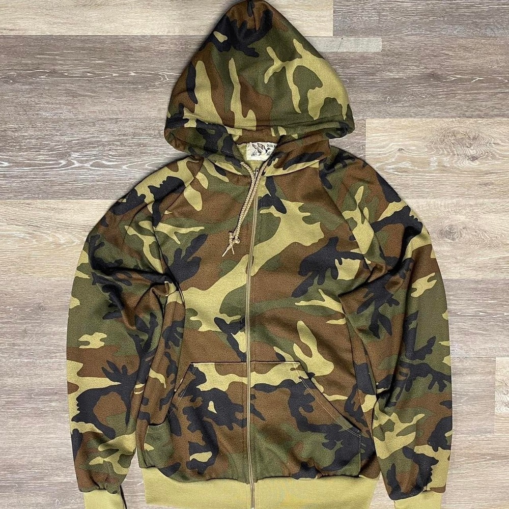 Vintage duck‎ bay Camo hoodie, full zip XL